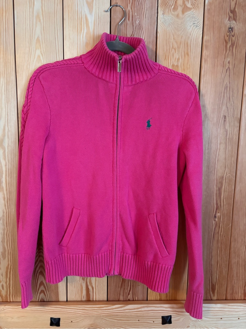 Ralph Lauren Hot Pink Full-Zip Knit Jacket